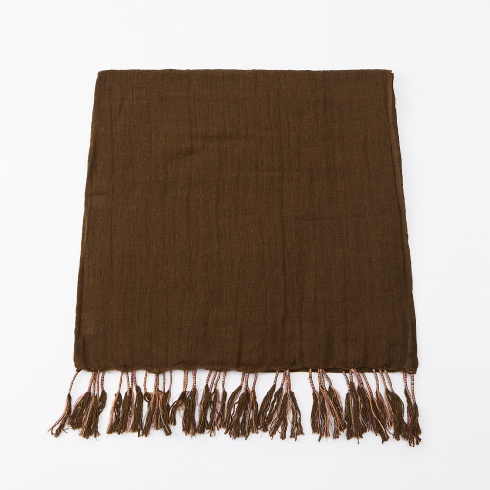 ZARA LIMITED EDITION LINEN BLEND FRINGED SCARF
